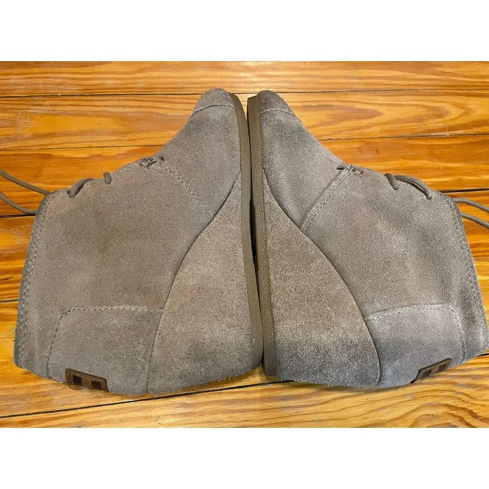 Tom's Desert Wedge Women's Tan Taupe Suede Ankle‎ Booties Lace Up Size 7